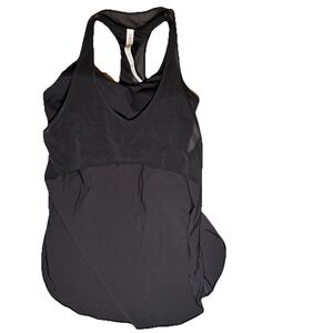 Lululemon 8 Racerback Flowy Tank Attached Bra Padded Sheer‎ Black
